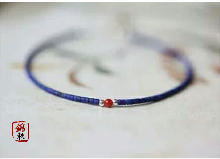 Đặc biệt hàng ngày vòng chân bện dây thừng vòng đeo tay tự nhiên lapis lazuli siêu mỏng tay dây tính khí retro đơn giản văn học - Vòng chân vòng chân bạc nữ đẹp