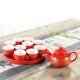 Bộ ấm trà cưới Quà tặng hộp trà đỏ gia đình phong cách Trung Quốc đơn giản với chén trà gốm - Trà sứ