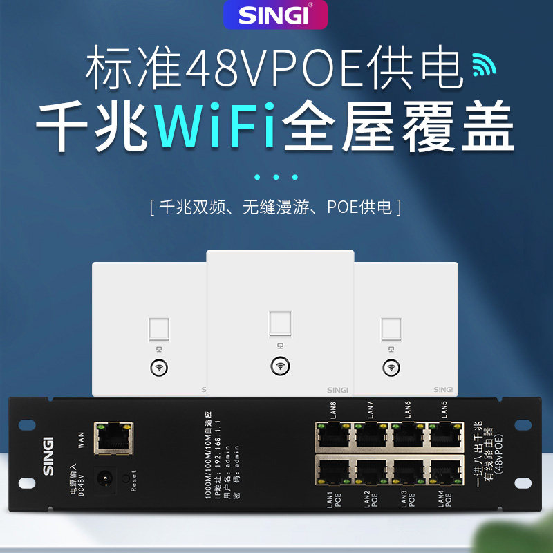 Credit base Gigabit Port 86 type wireless WiFi panel full house full coverage AP weak box module Gigabit Router