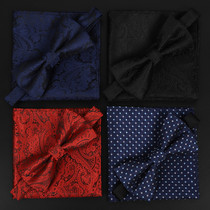 Wedding red groom best man wedding bow tie bow tie male pocket towel chest scarf small square towel set