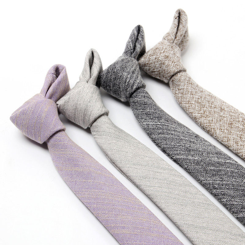 Japanese simple Nordic style narrow cotton and Hemp business dress casual wild College style tie men's box 6CM