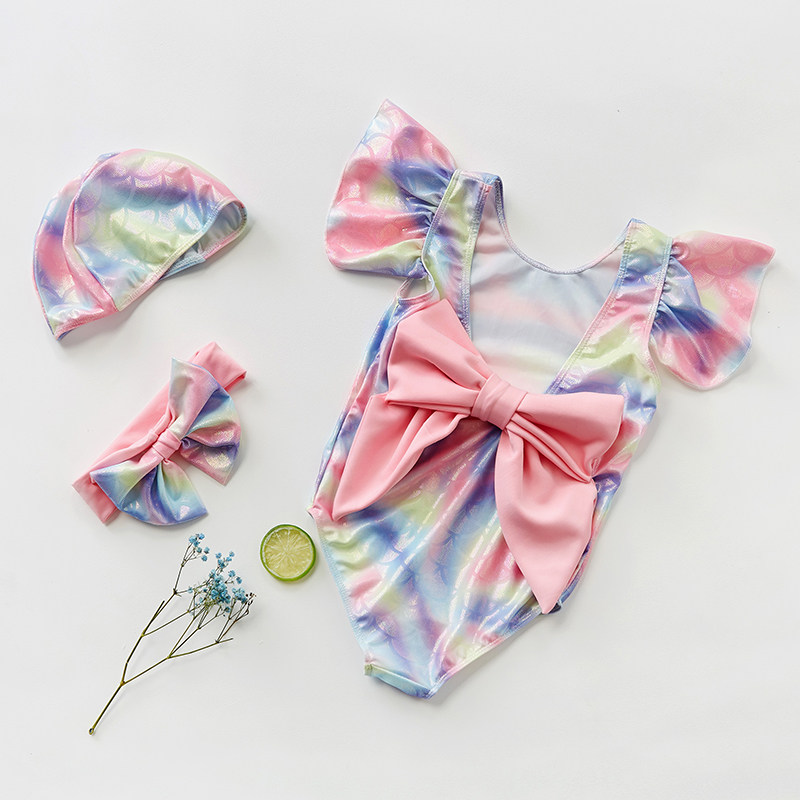 2022 Summer Dress New Children's Swimsuit Girl Baby Princess Mermaid Fit Swimsuit Baby Dew Back Swimsuit