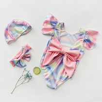 2021 Summer Dress New Children Swimsuit Girl Baby Princess Mermaid Conjoined Swimsuit Baby Dew Back Swimsuit