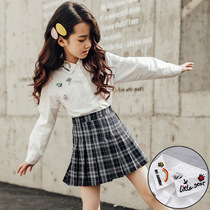 2019 Spring new CUHK Girl girl Han version pure cotton long sleeve shirt child foreign gas minimalist blouses undershirt