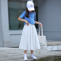 Original Cebu Wind Day family girl white half body dress 2020 new summer dress student CUHK girl with A-word umbrella skirt