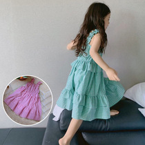 2020 summer dress new children dress girl braces skirt children CUHK Pure Cotton Plaid dress Dress Temperament Princess Dress