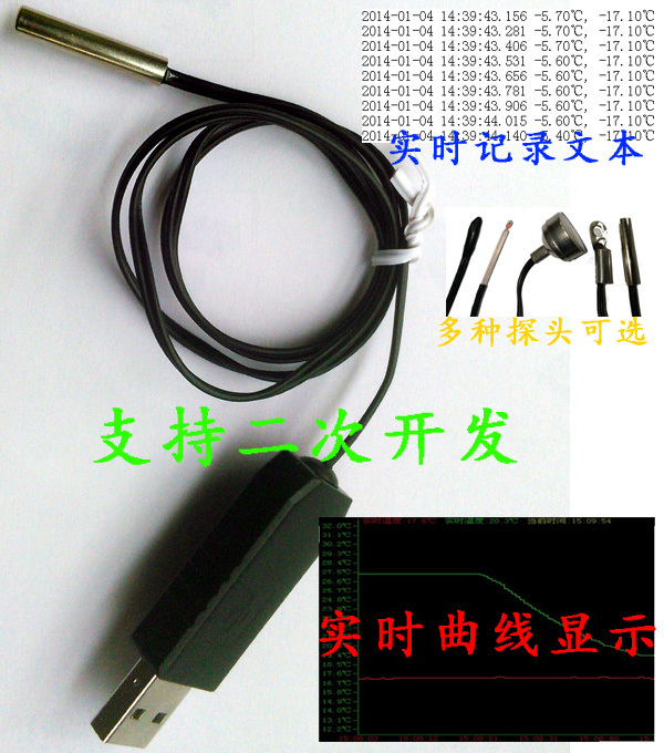 USB Waterproof Temperature Sensor Collection Module High-Precision Thermometer Driver-Free Supports Secondary Development