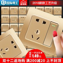 International electrician 86 type one open five hole socket panel wall 16A air conditioner wall power switch socket household