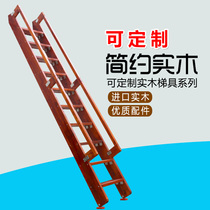 Manufacturer Direct Selling Solid Wood Stairs Home Loft Straight Ladder Simple Loft Climbing Ladder Anti Slip Wooden Ladder Single Ladder Escalator