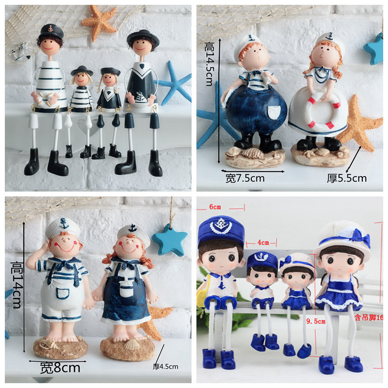 Mediterranean New Woody Belly Style Resin Pendant Navy Couple Swing Piece Home Character Furnishing division