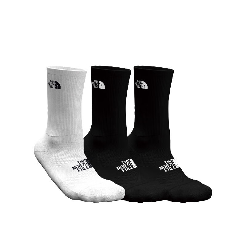 Thenorthface North Face Mid-Calf Sports Socks for Men and Women, New Outdoor Style, Casual and Breathable, Three Pairs in a Pack 8Amy