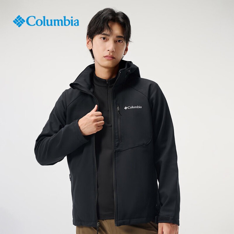 Columbia Men's Soft Shell Jacket Autumn and Winter Outdoor Windproof Fleece-Lined Casual Jacket We6885