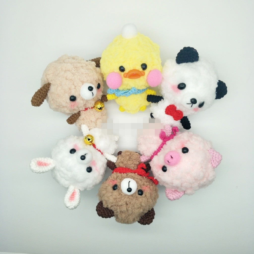 Wool crochet doll doll fluffy animal pendant graphic tutorial material non-finished product non-physical