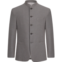 (Chinese stand collar) Qipai suit mens suit autumn new herringbone jacquard five-piece single-breasted suit