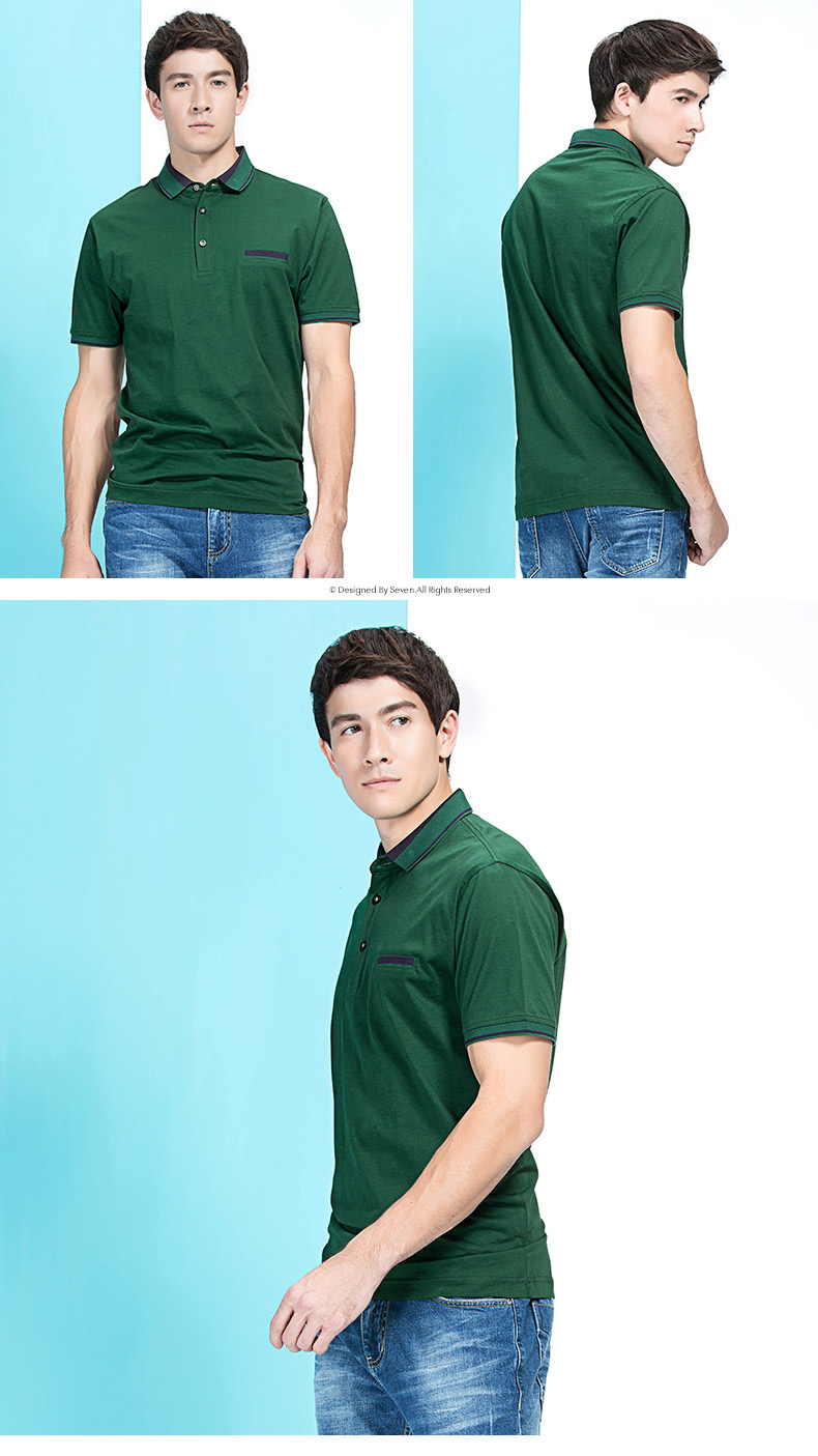 柒 thương hiệu ngắn tay T-Shirt mùa hè nam mùa hè màu rắn ve áo thời trang kinh doanh bình thường cotton POLO áo sơ mi