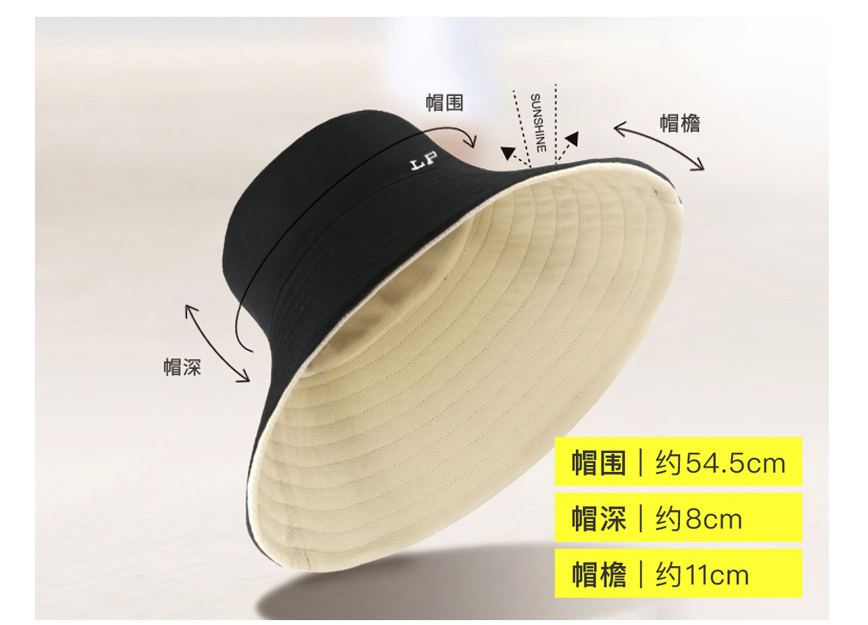 Big S với cùng một đoạn Lackpard Fisherman Cap LP Sunshade Cap Chống UV Chống tia UV Mũ đôi Mũ đôi chống nắng hàn quốc