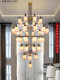 New Chinese-Style Villa with a Large Chandelier in the Open Living Room, Modern Chinese Style 6m Loft Duplex Apartment Hotel Restaurant Light