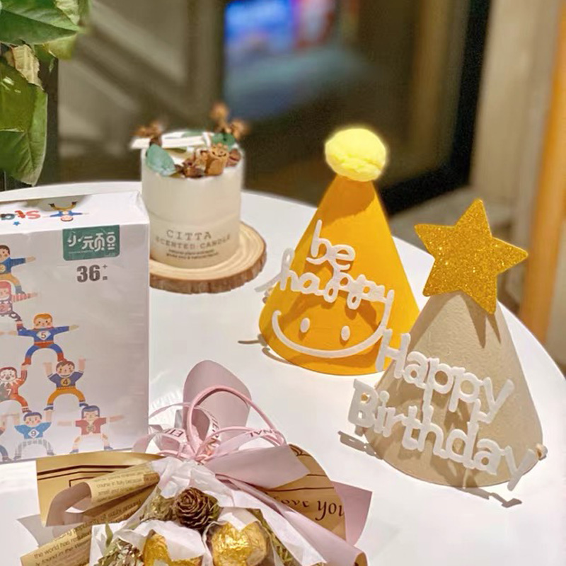 Ins Hàn Quốc lưới sinh nhật màu đỏ nơ nụ cười mũ bánh dễ thương em bé một tuổi công chúa ảnh - Bữa Ăn Cho Hai Bạn Gái Và Cặp Đôi A