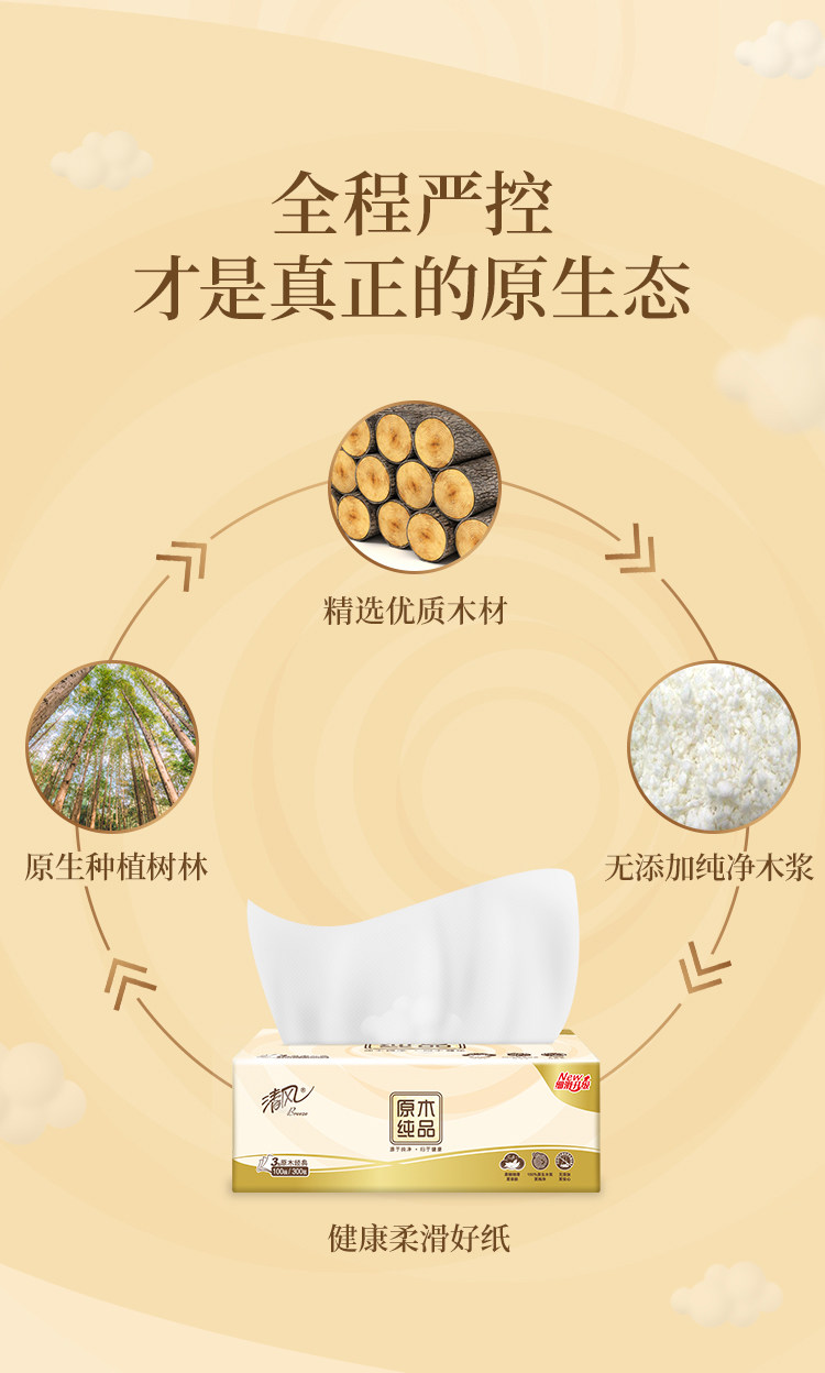 清风官旗 原木抽纸40包 图2