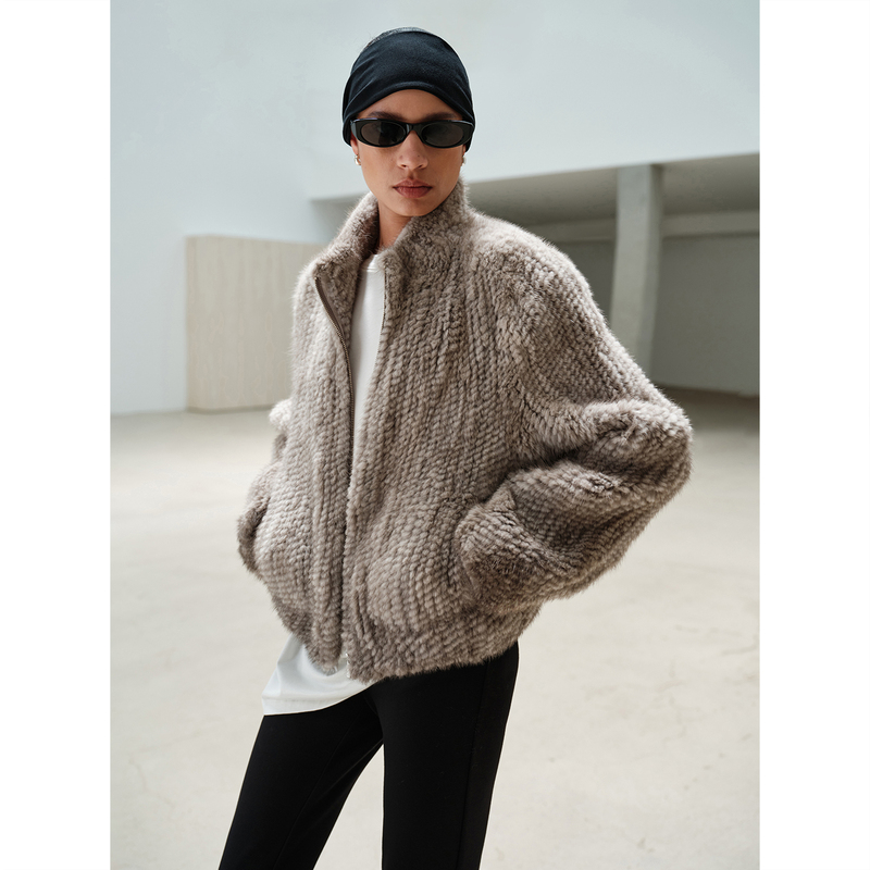 Msbeast Hand-Woven Imported Velvet Mink Short Stand-Up Collar Fur Coat for Women | Danish Secret