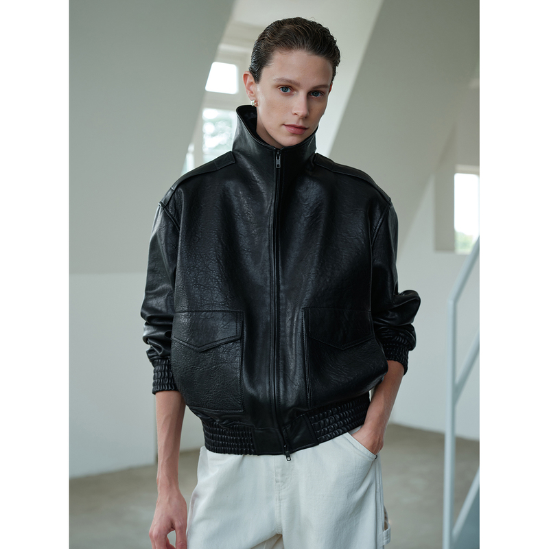 Msbeast Fashionable Pp Style High Collar Turkish Foam Sheepskin Bomber Short Jacket | Cool Hunter
