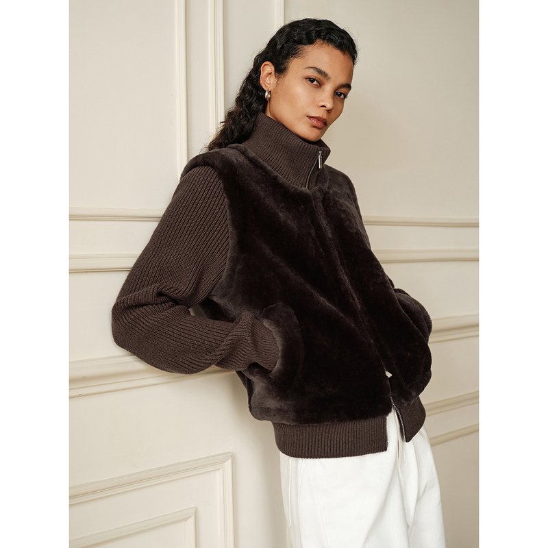 Msbeast Wool Knit Patchwork Casual and Stylish Imported Merino Shearling Integrated Coat | Knit Warmth on the Go Msbeast Wool Knit Patchwork Casual and Stylish Imported Merino Shearling Integrated Coat | Knit Warmth on the Go