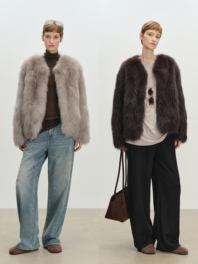 MSBEAST Finland imported full fur fox fur triangle collar fur jacket for women in winter丨Wabisabi North Island