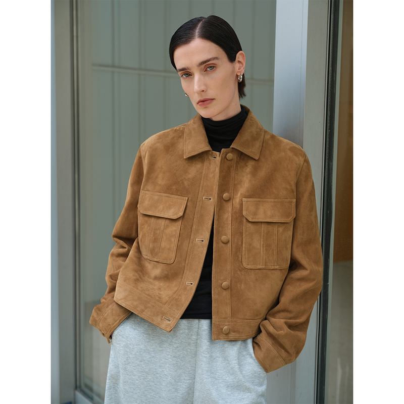 Msbeast Cool Retro Style_Ce Style Dual Version Sheepskin Lapel Patch Pocket Genuine Leather Jacket丨Spring Ideal