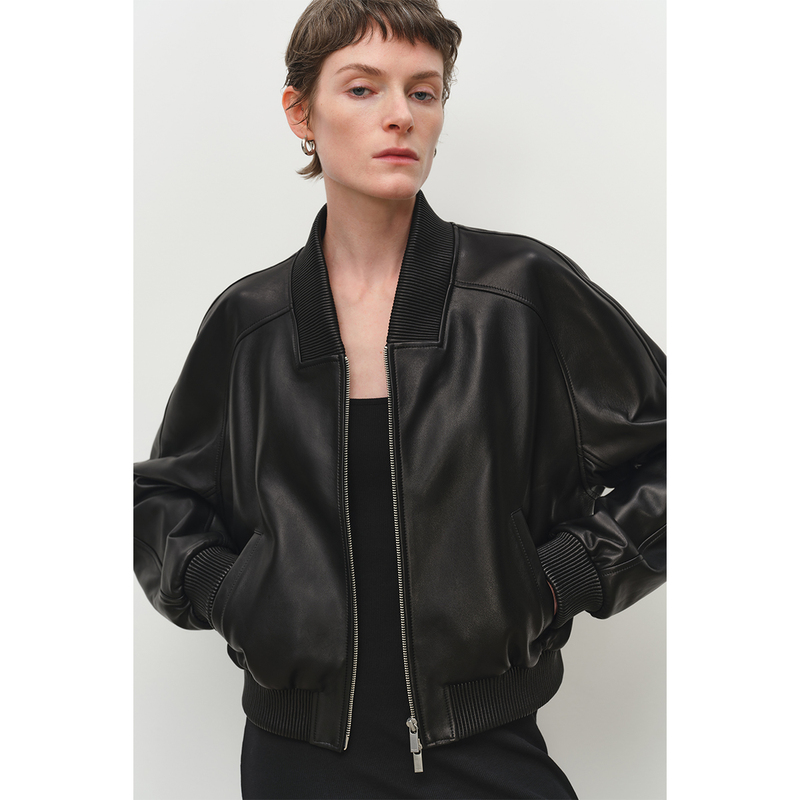 Msbeast Fashionable Pp Style Imported Sheepskin Baseball Collar Double Zipper Short Leather Jacket | American New Elite Msbeast Fashionable Pp Style Imported Sheepskin Baseball Collar Double Zipper Short Leather Jacket | American New Elite