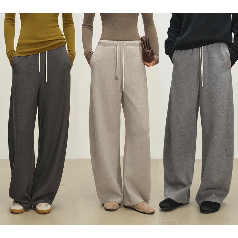 Msbeast Comfortable and Warm Tencel Wool Blend Light Luxury Sporty Fashionable Color-Block Drawstring Curved Hem Casual Sweatpants Msbeast Comfortable and Warm Tencel Wool Blend Light Luxury Sporty Fashionable Color-Block Drawstring Curved Hem Casual Sweatpants