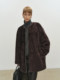 MSBEAST light and warm and simple leather trim R0W micro cocoon silhouette Spanish Xingman fur integrated | Tokyo Obsidian