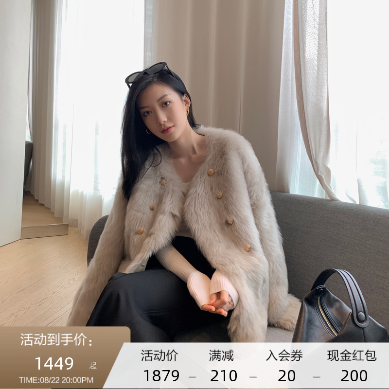 MSBEAST retro light luxury imported Tuscan fur coat women's double-breasted lamb wool coat