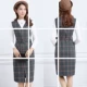 Mùa xuân và mùa thu Phiên bản Hàn Quốc mới của chiếc váy kẻ sọc nữ Slim là chiếc váy vest mỏng cổ chữ V