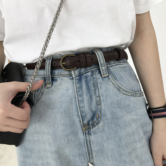 Retro student belt, simple and versatile, Korean BF style decorative thin belt with skirt, chic women's jeans belt