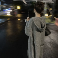 Цветная длинная толстовка с капюшоном, свитер, осенняя куртка, трикотажный шерстяной демисезонный кардиган