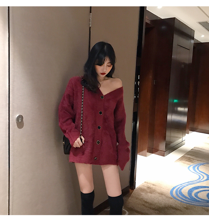 VK旗艦店 韓國風純色針織開衫寬鬆長袖上衣
