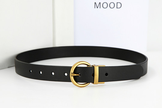 Women's Genuine Leather Belt, Versatile, ins Style, Double-Sided Top Layer Pure Cowhide Jeans Belt, Light Luxury, Niche, High-End Feel