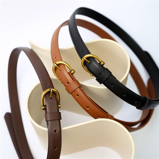 Soft Top-Grain Leather Women's Belt, Genuine Leather, Simple and Versatile, Decorative Black Vintage Belt for Women, Brown 2025 New Model