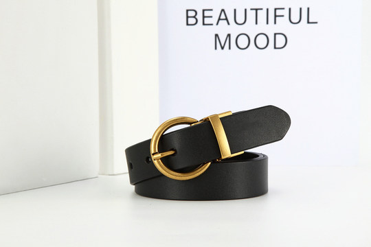 Women's Genuine Leather Belt, Versatile, ins Style, Double-Sided Top Layer Pure Cowhide Jeans Belt, Light Luxury, Niche, High-End Feel