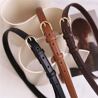 Women's Genuine Leather Belt ins Trendy Fashion Versatile for Dresses and Jeans Thin Belt for Women Black Brown Decorative