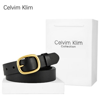 Women's Genuine Leather Belt, Fashionable and Versatile, Suitable for Jeans, Made of Top-Grain Pure Cowhide with Pin Buckle, Black, ins Trend