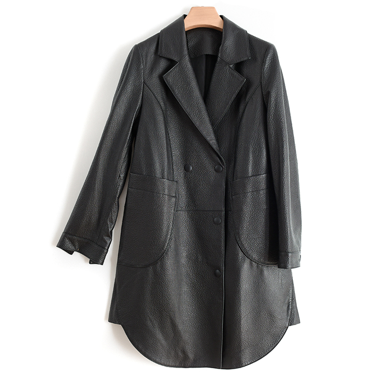 Da cừu da dài tay nữ da dài trench coat áo khoác nữ mùa thu đông chất lượng tốt S0320 áo khoác da nữ xịn hàn quốc