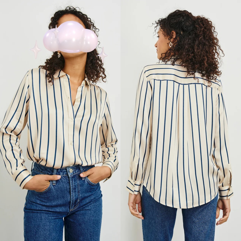 238 Us Dollars~ Foreign Trade American Single-Striped Satin Shirt S08959