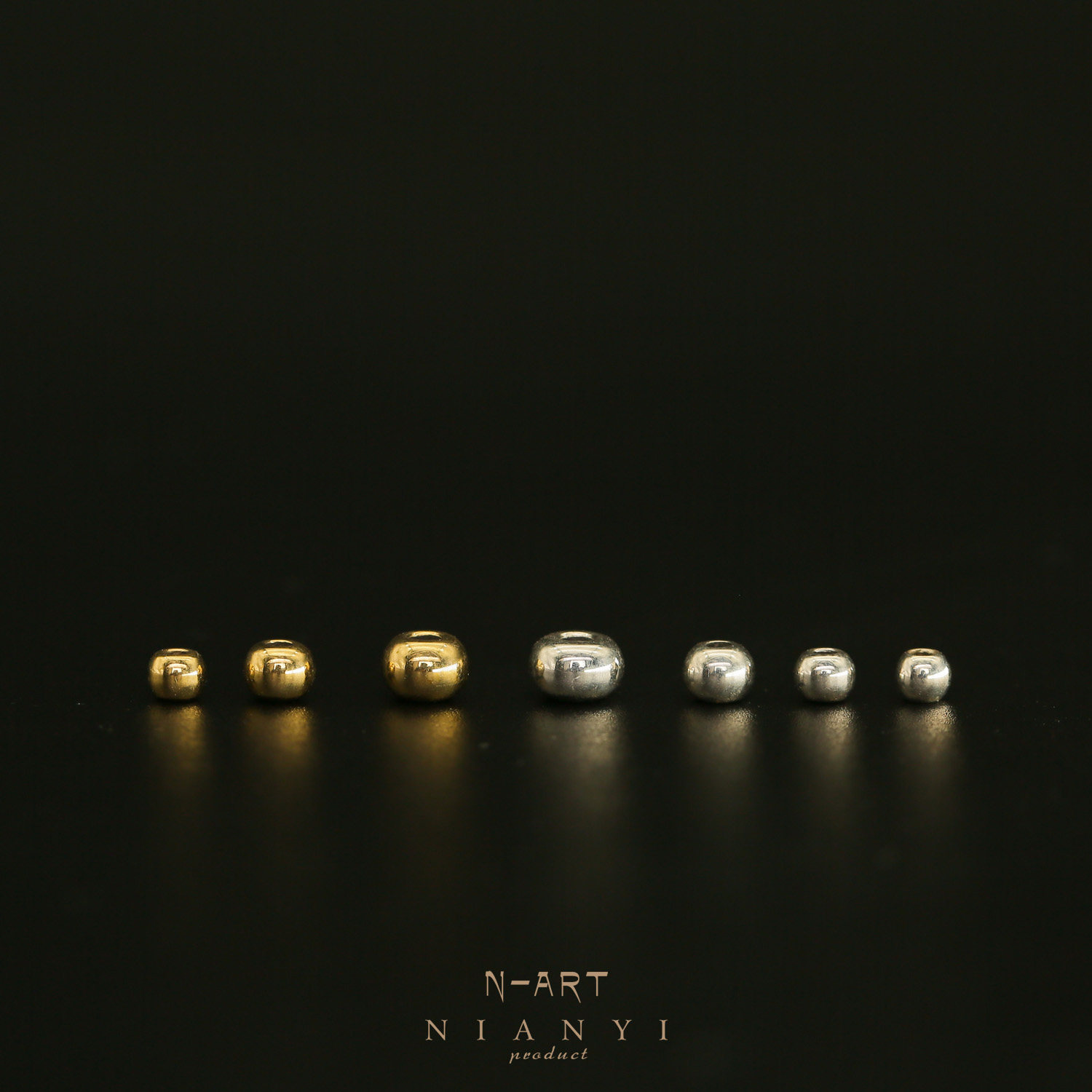 S925 Silver Solid disciple Pearl Diagram Accessory Play Barl Seed Ball Ball Ball Ball