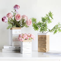 Ceramic origami vase ins Nordic style living room flower arrangement dry vase decorative flower Ware dining table ornaments storage bucket