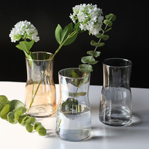 Fengyin wide mouth Aurora colorful simple small vase glass flower arrangement fresh flowers desktop living room desk