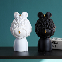 Wind reciting black and white curly hair Little Lori characters swaying pieces modern minimalist soft decorative handicraft desktop furnishing presents