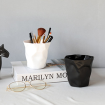 Fengyin Nordic fold storage barrel pen container trash can cosmetic pen bucket desktop storage waterproof paper basket