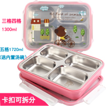 Korea 304 stainless steel lunch box Lunch box Childrens insulation lunch plate Primary school students anti-hot separation type sealed lunch box