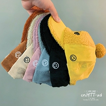 2019 Childrens caps Childrens autumn and winter baby warm fur ball cap lamb cashmere baseball cap boys embroidery tide